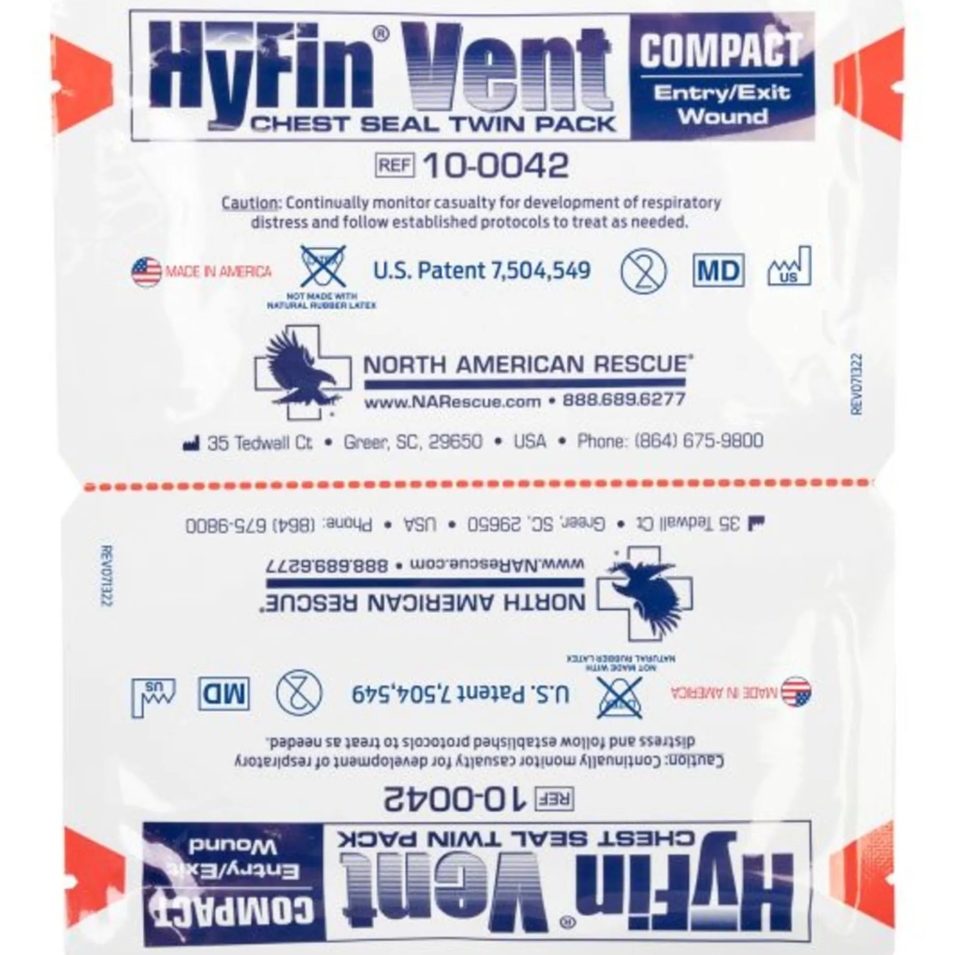 North American Rescue™ Dressing, Chest Seal - Hyfin Compact (Vented) Twin Pack By North American Rescue™